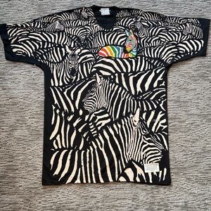 Greg Genrich Liquid Blue Zebra Tee with Rainbow Accent